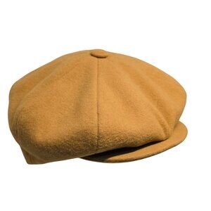 Classic Capas Newsboy Hat Large 100% Wool Tan Made In USA With Satin Lining